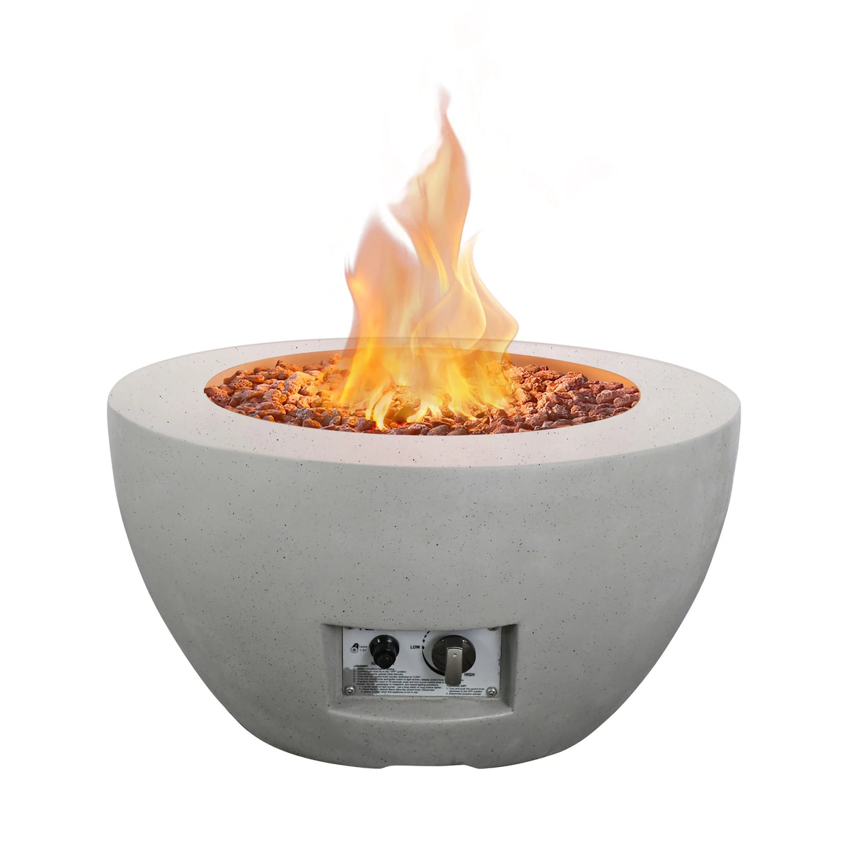 25 Inch Wide Round Concrete and Metal Propane Gas Fire Pit Table G560992