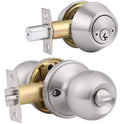 6 Pack Keyed Alike Entry Door Knobs with Double Cylinder Keyed Deadbolt D456