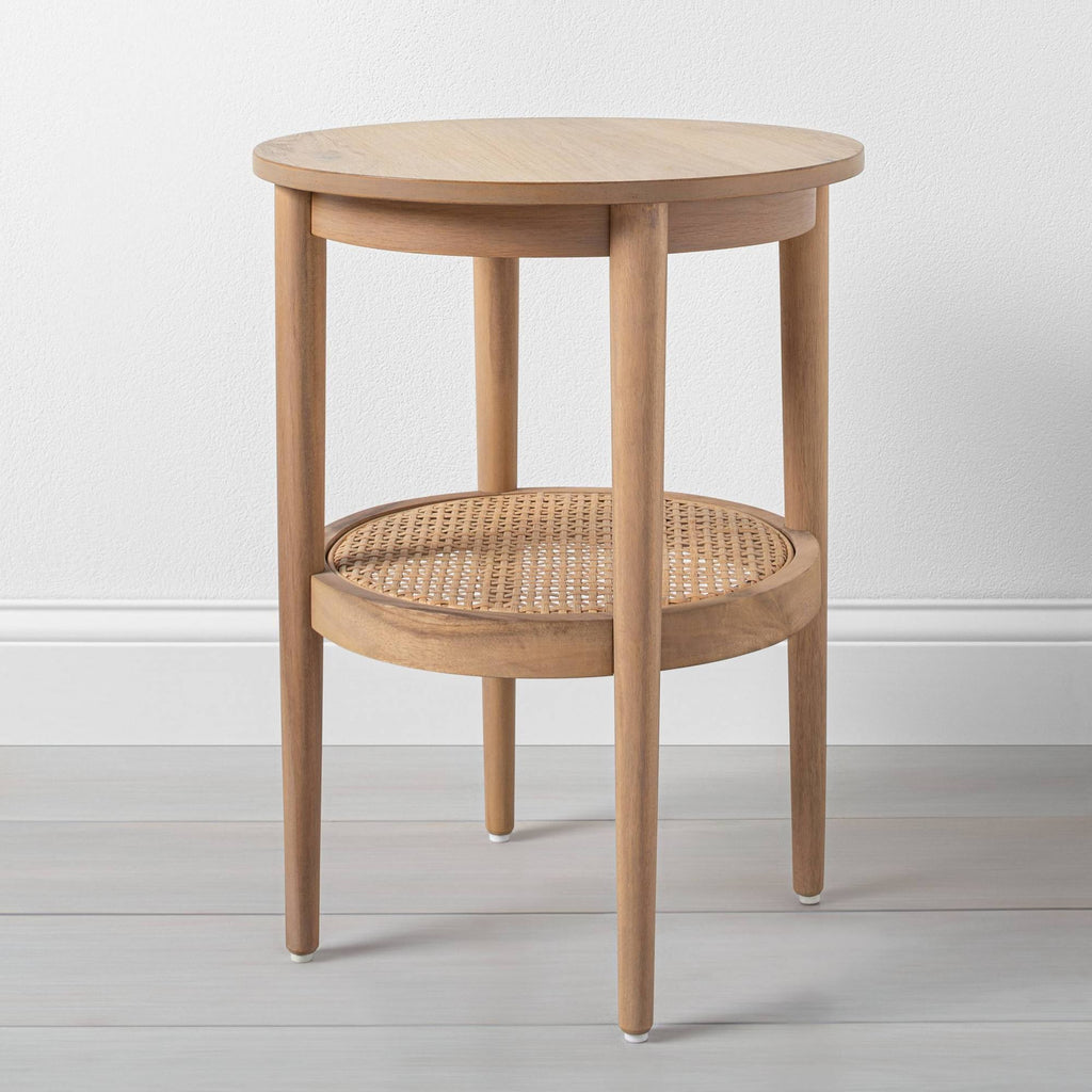 Wood & Cane Round Accent Table X8347