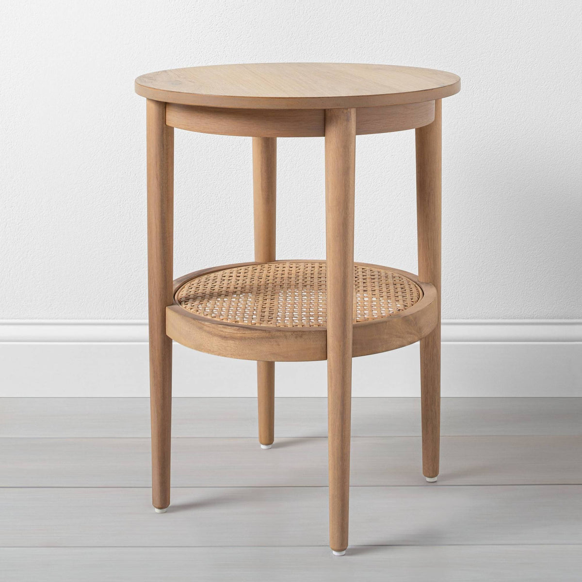 Wood & Cane Round Accent Table X8347