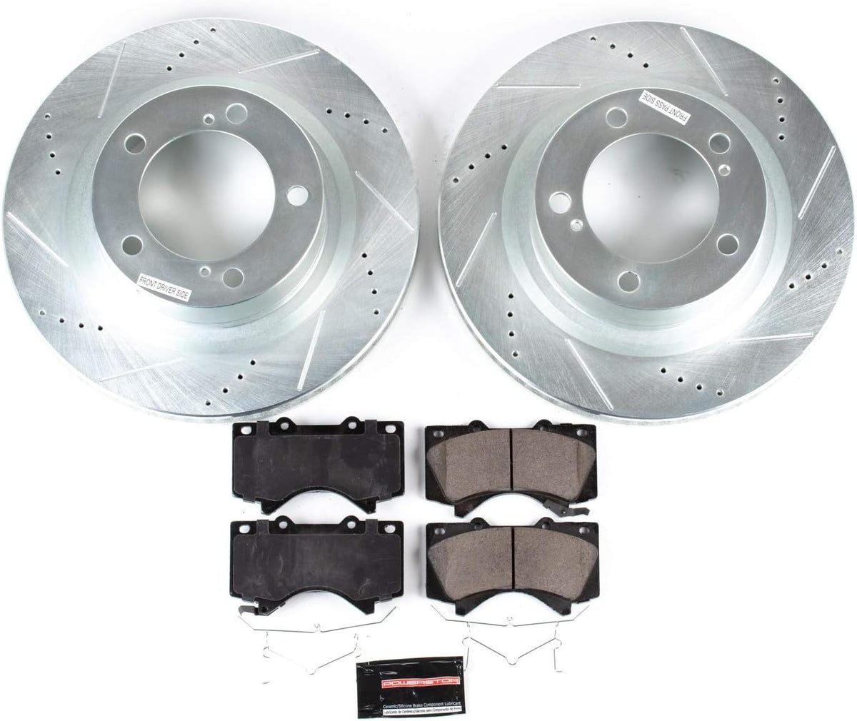 Front Z23 Carbon Fiber Brake Pads with Drilled & Slotted Brake Rotors Kit B4398