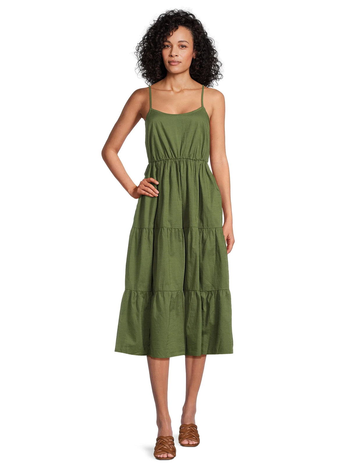 Sleeveless Tiered Dress with Spaghetti Straps U5041