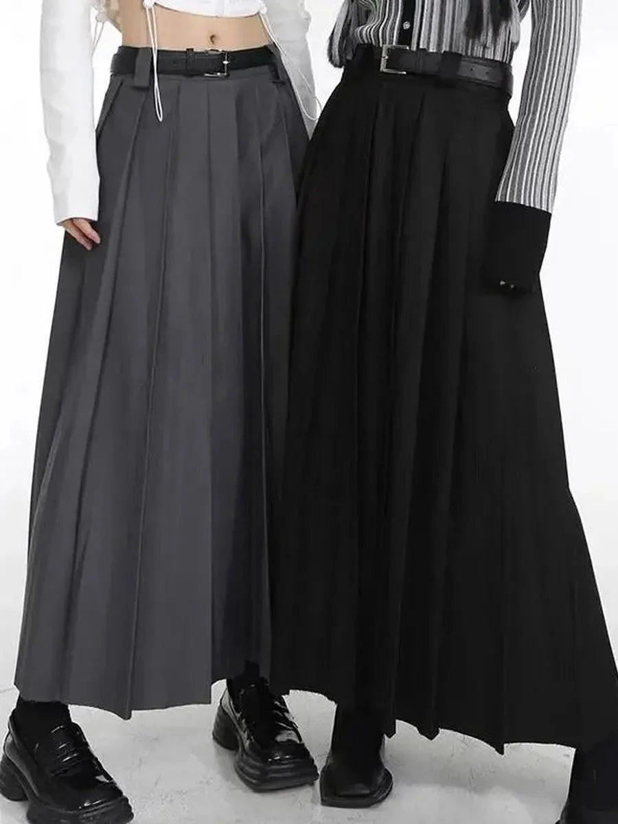 Dark Pleated Midi Skirt K71296