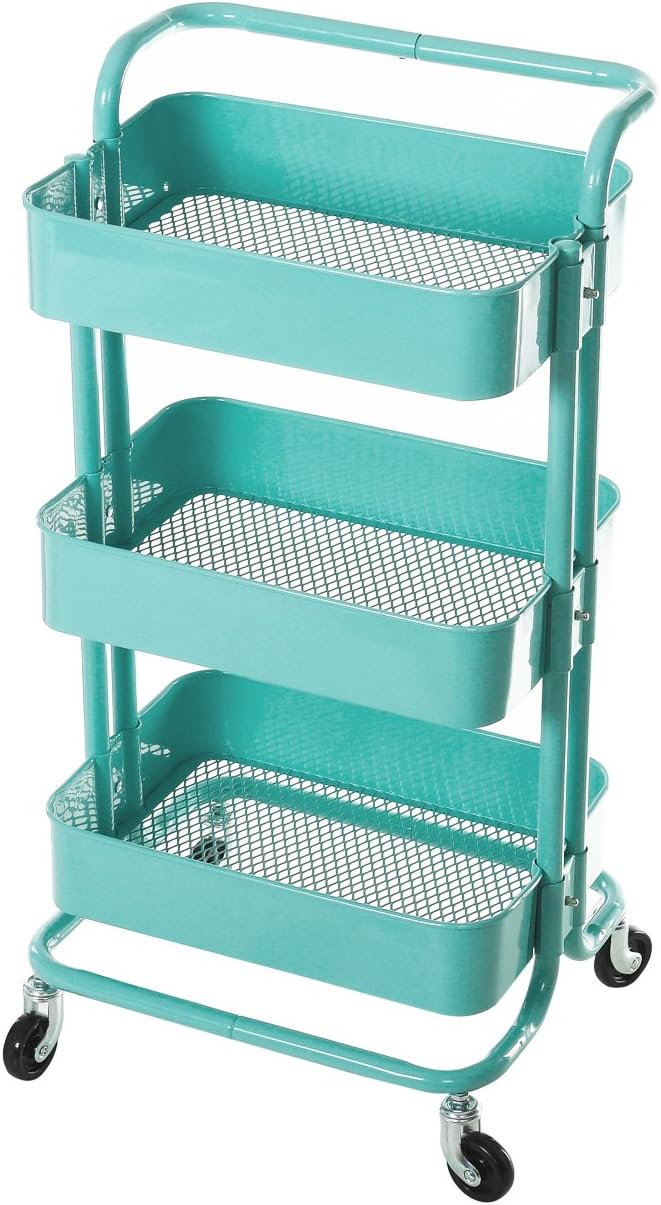 3 Tier Metal Rolling Cart with Handles M362