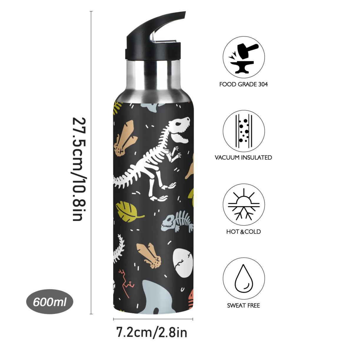Stainless Steel Vacuum Insulated Water Bottle with Straw Lid 20 OZ Y711