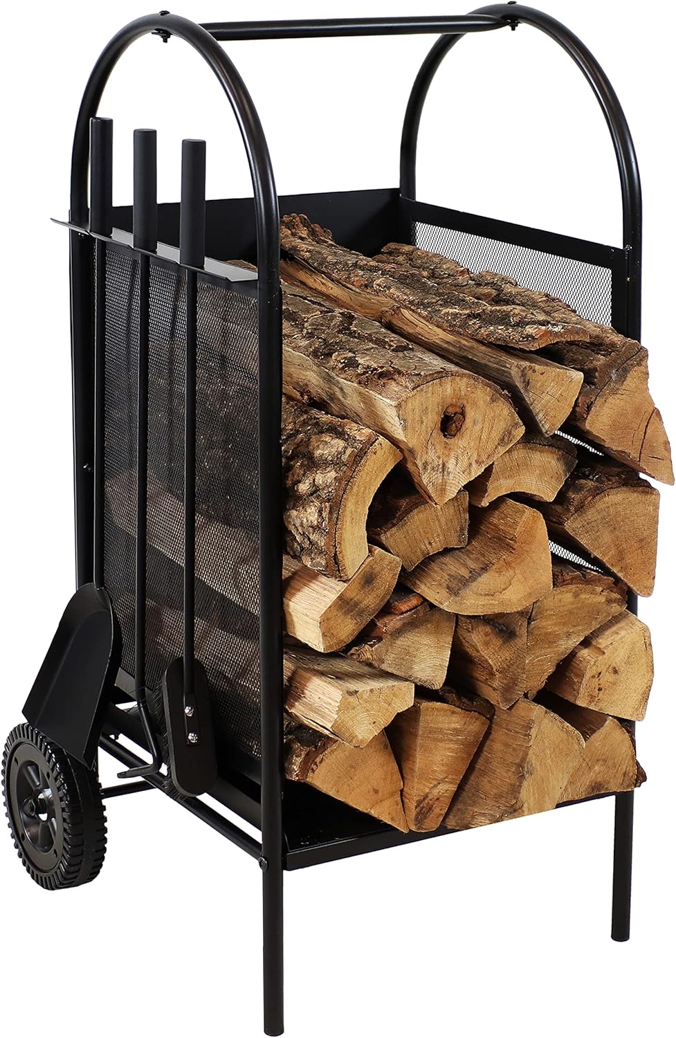 Wrought Iron Firewood Rack with Poker, Shovel and Brush Tools C455528