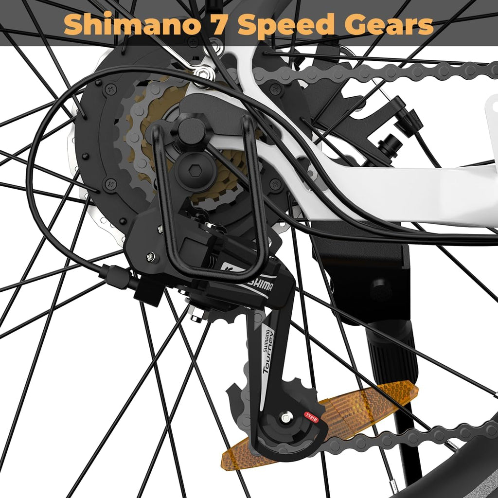 26" Step-Through Electric Bike, Top Speed 20MPH, Front Suspension, Mechanical Disc Brake E648276