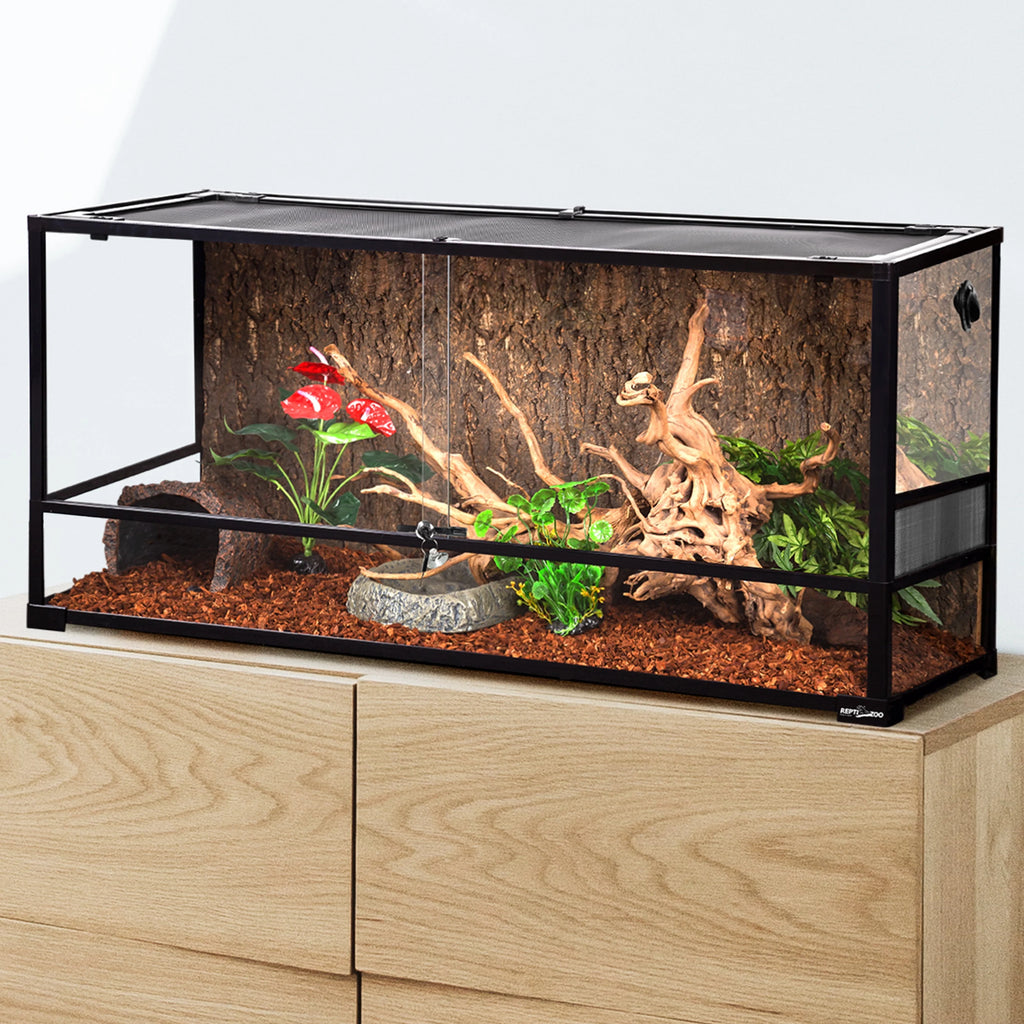 90 Gallon Glass Front Opening Terrarium Tank with Screen Ventilation Z54512