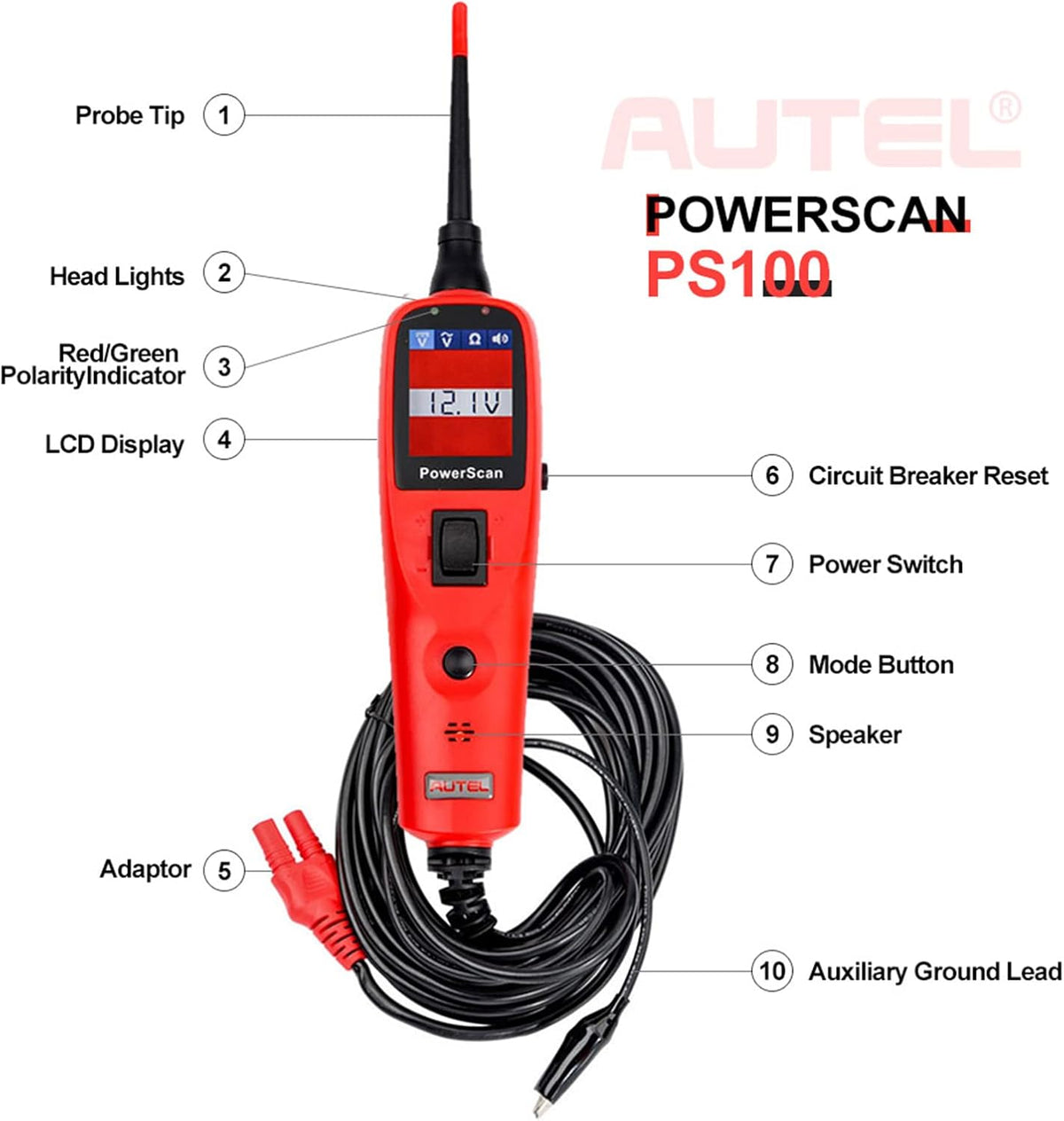 Circuit Tester with 20ft Cable, Built-In Circuit Breaker M90067