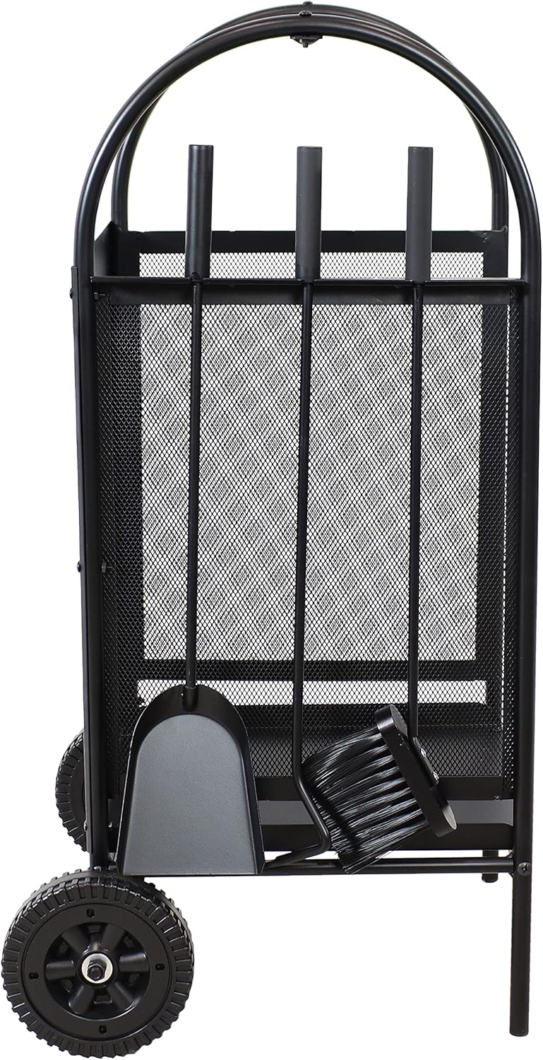 Wrought Iron Firewood Rack with Poker, Shovel and Brush Tools C455528