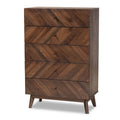 Walnut Brown Wood 5-Drawer Storage Chest L968