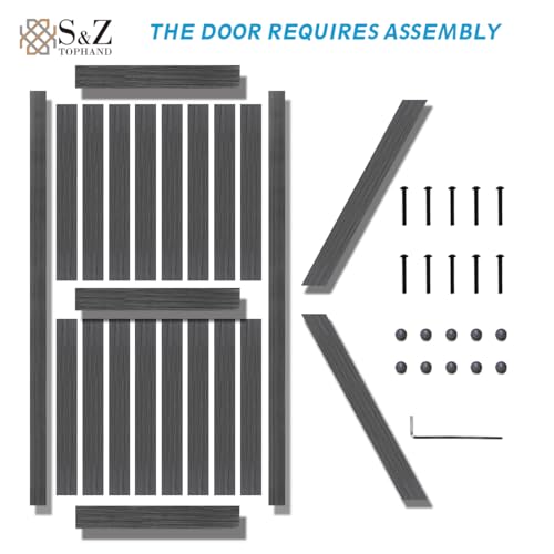 20 in x 84 in Elephant Gray Solid Wood Barn Door with Sliding Door Hardware Kit W732