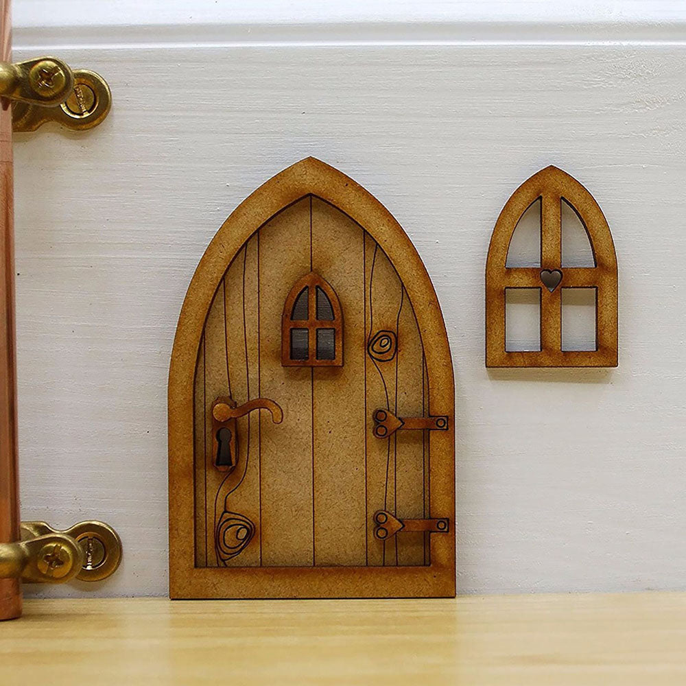 Wood Ornament Doll House Miniature Fairy Elf Door Dollhouse Garden Micro Landscape Wooden Craft H77028