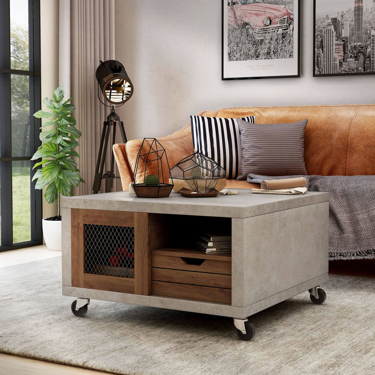 Industrial Multi-Storage Coffee Table V778222