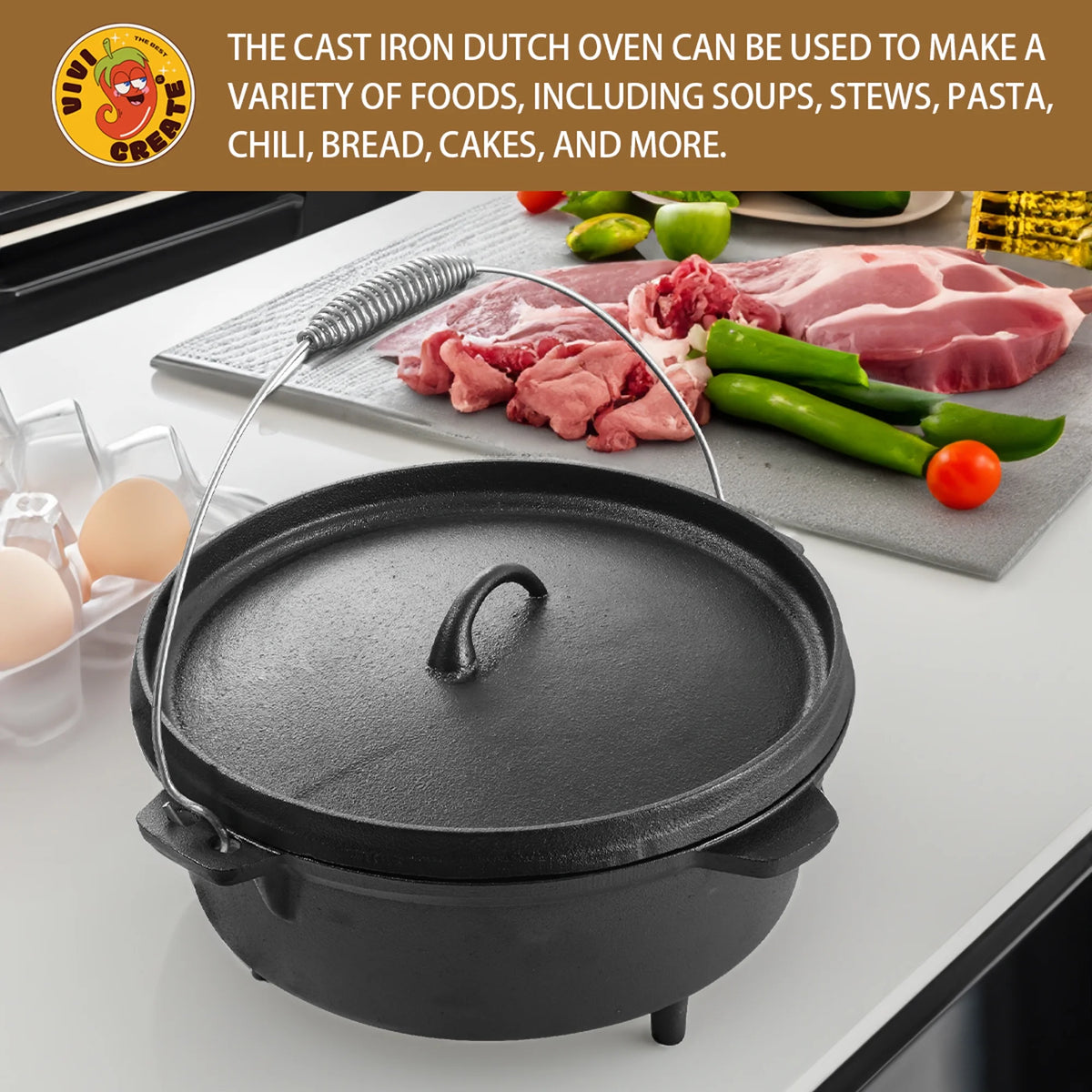 Pre-Seasoned 9-Quart Cast Iron Dutch Oven E9713