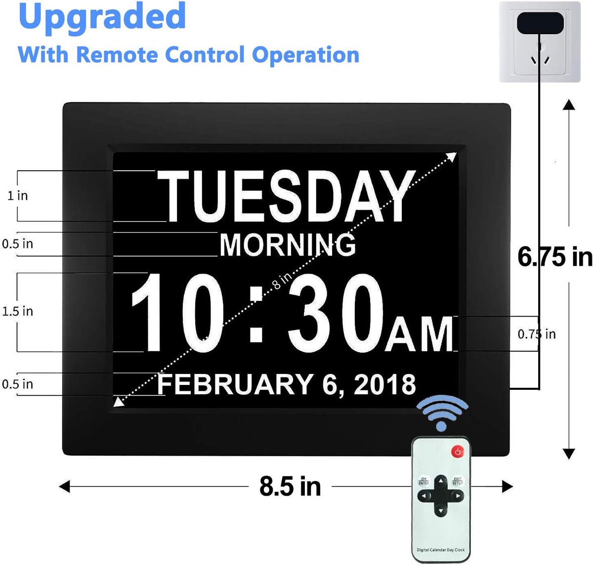 Digital Calendar Alarm Day Clock with Remote Control P841341
