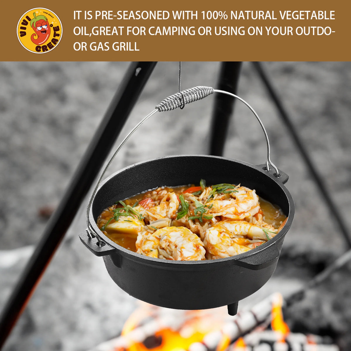 Pre-Seasoned 9-Quart Cast Iron Dutch Oven E9713