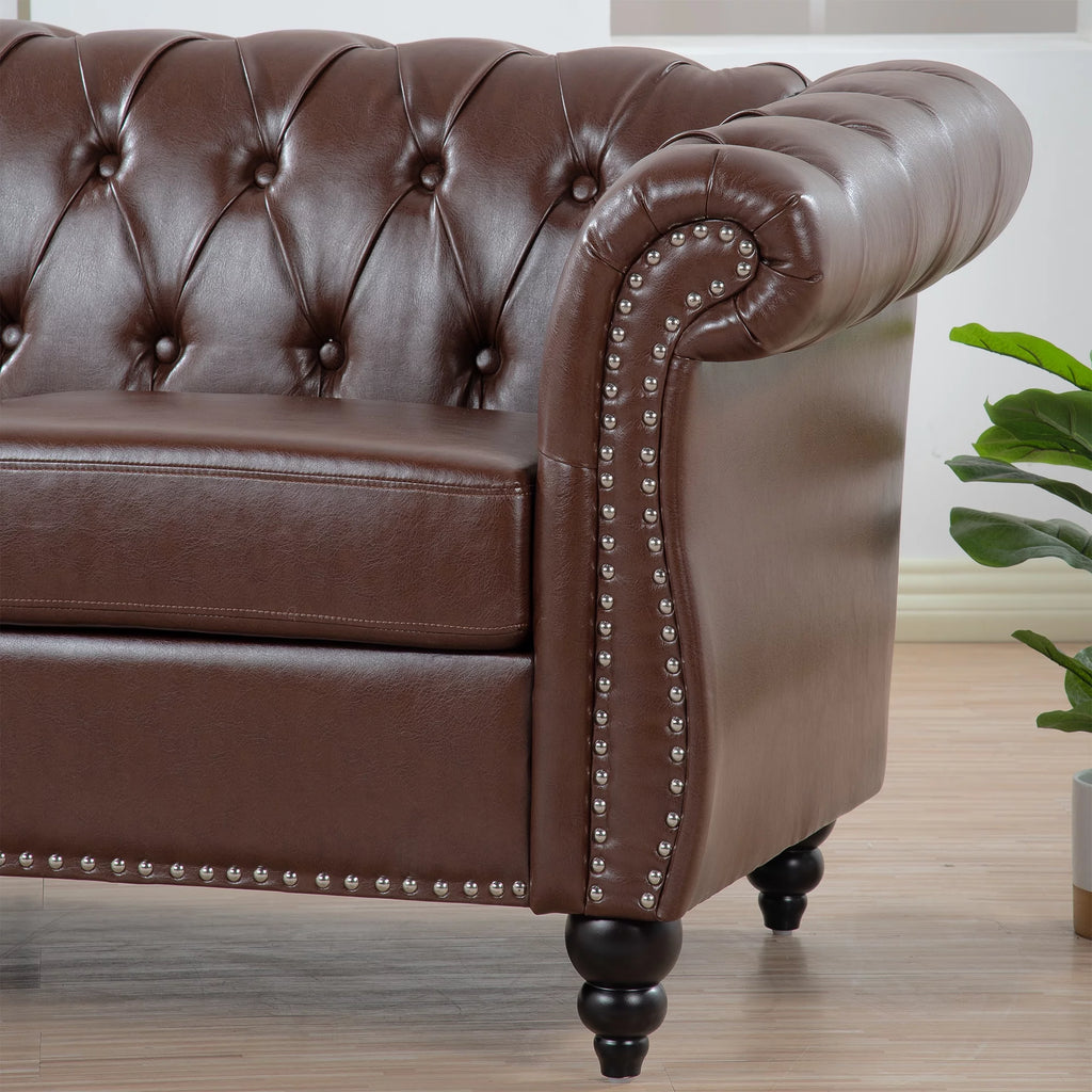 Dark Brown Leather 3-Seater Sofa R98324