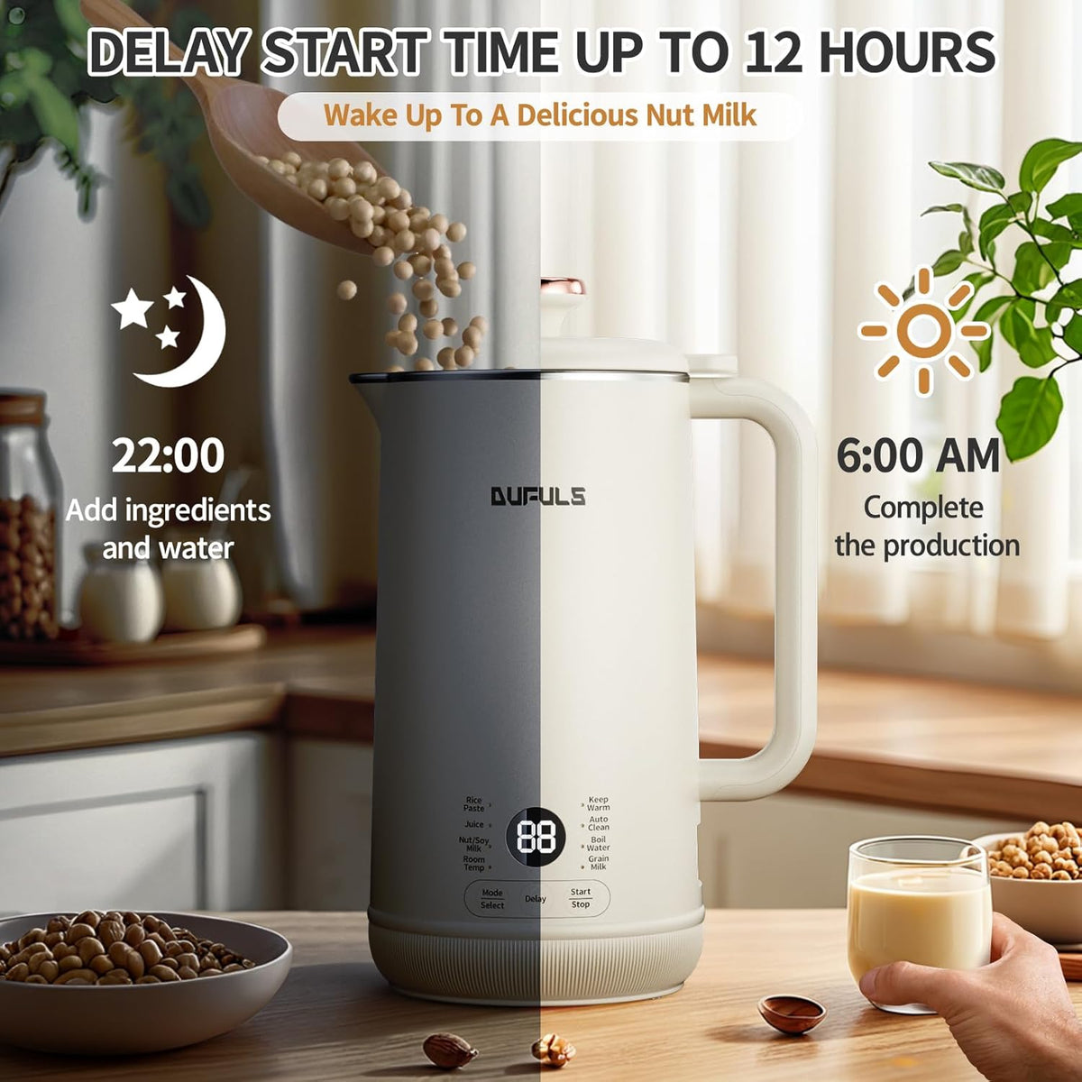 8 in 1 Nut Milk Maker, 40.58oz Soy Milk Maker with 10 Blades K761