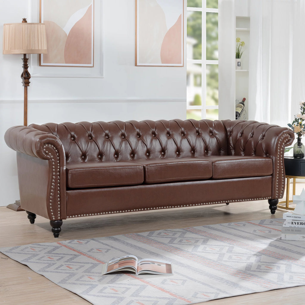 Dark Brown Leather 3-Seater Sofa R98324