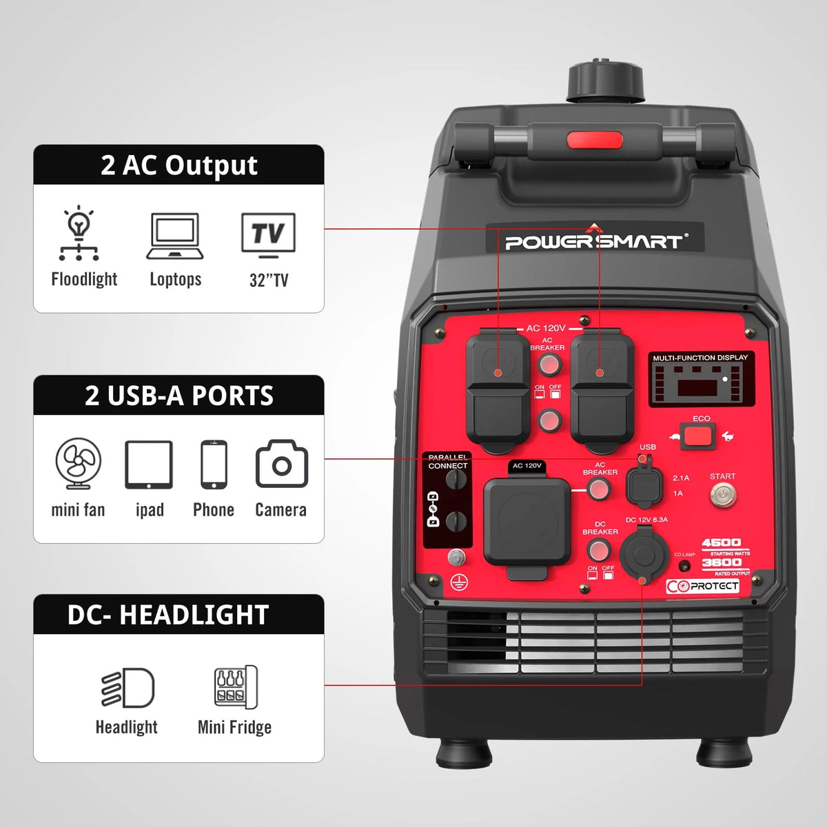 4500W Portable Inverter Gas Generator with Electric Start E358