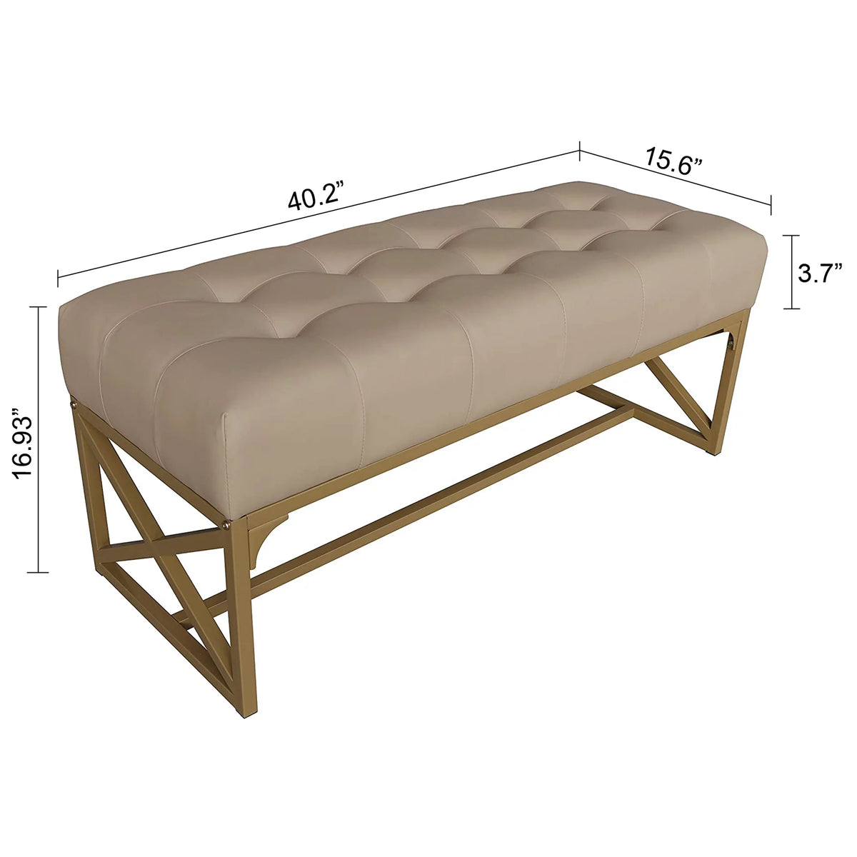 Faux Leather Bench 40.2 Inches Gold T969