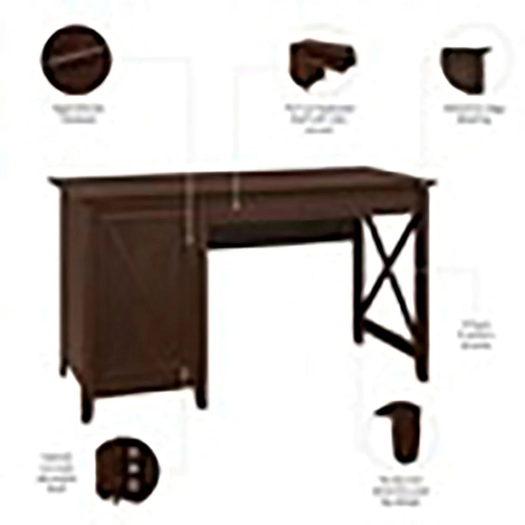 Wood Computer Desk with Storage Cabinet V82178