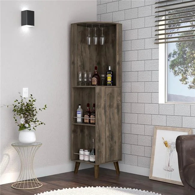Dark Brown Corner Bar Cabinet P69167