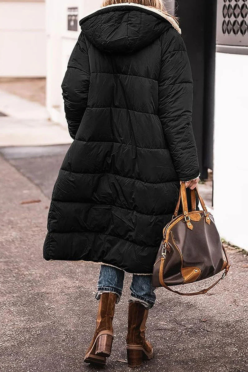 Solid Hooded Collar Outerwear Z91181