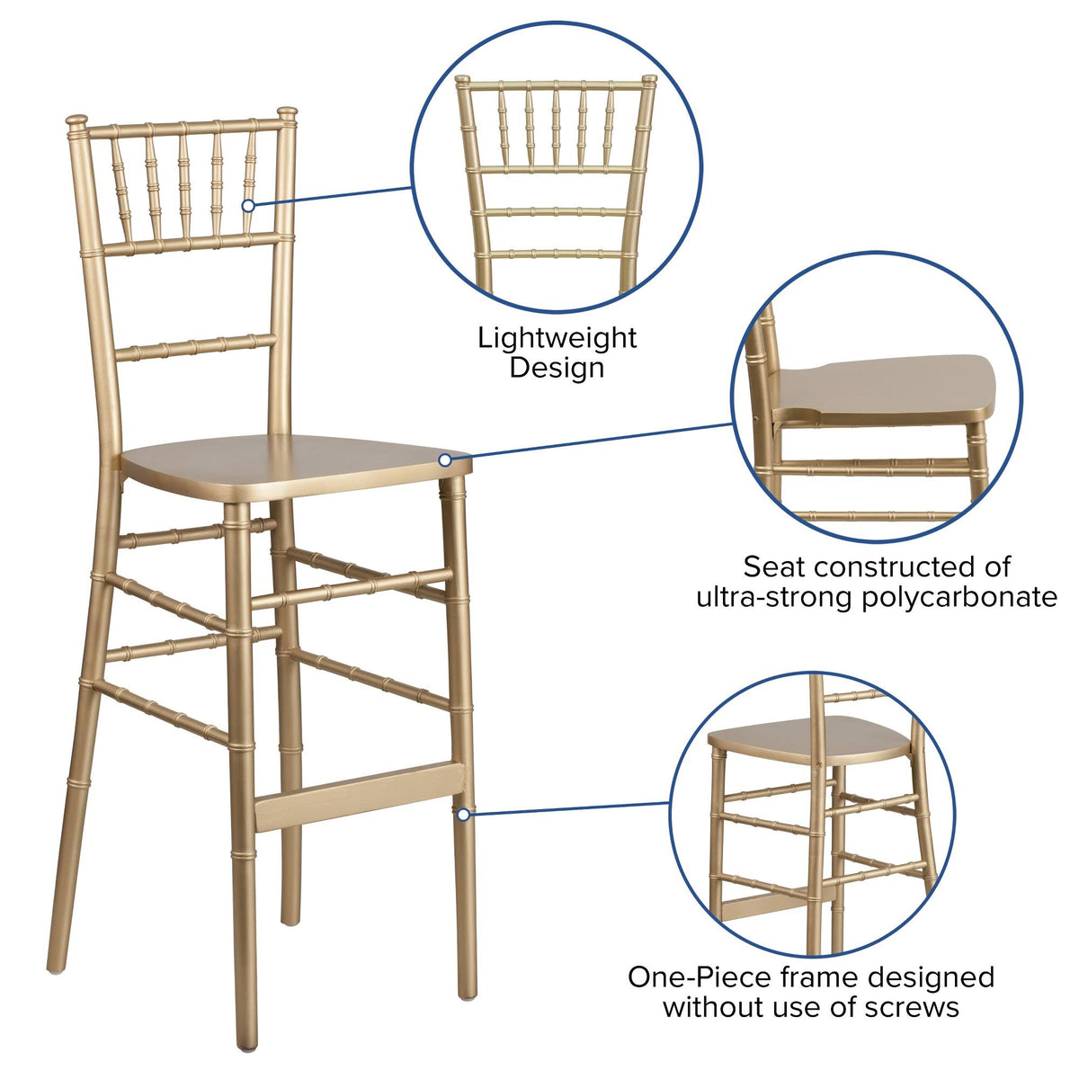 Gold Wood Chiavari Barstool U59032