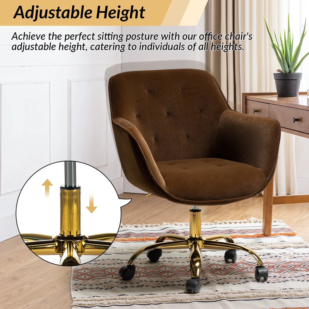 Brown Velvet Tufted Swivel Task Chair O269