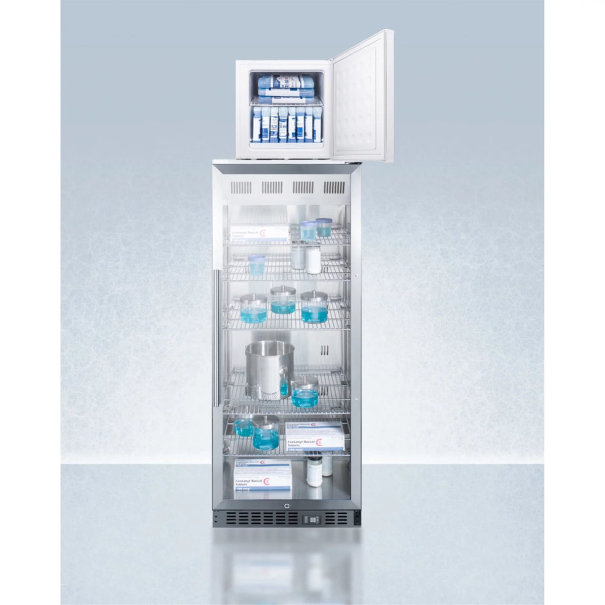 12.4 cu. ft. Stacked Glass Door Refrigerator with Freezer D857
