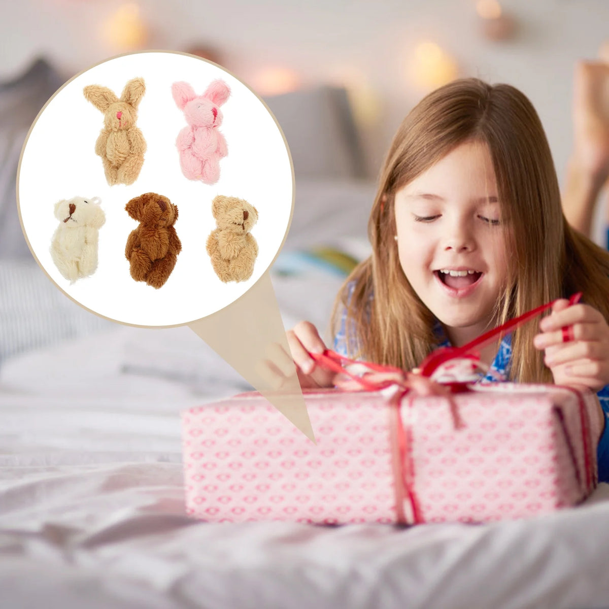5pcs Miniature Plush Doll Figurines F49782