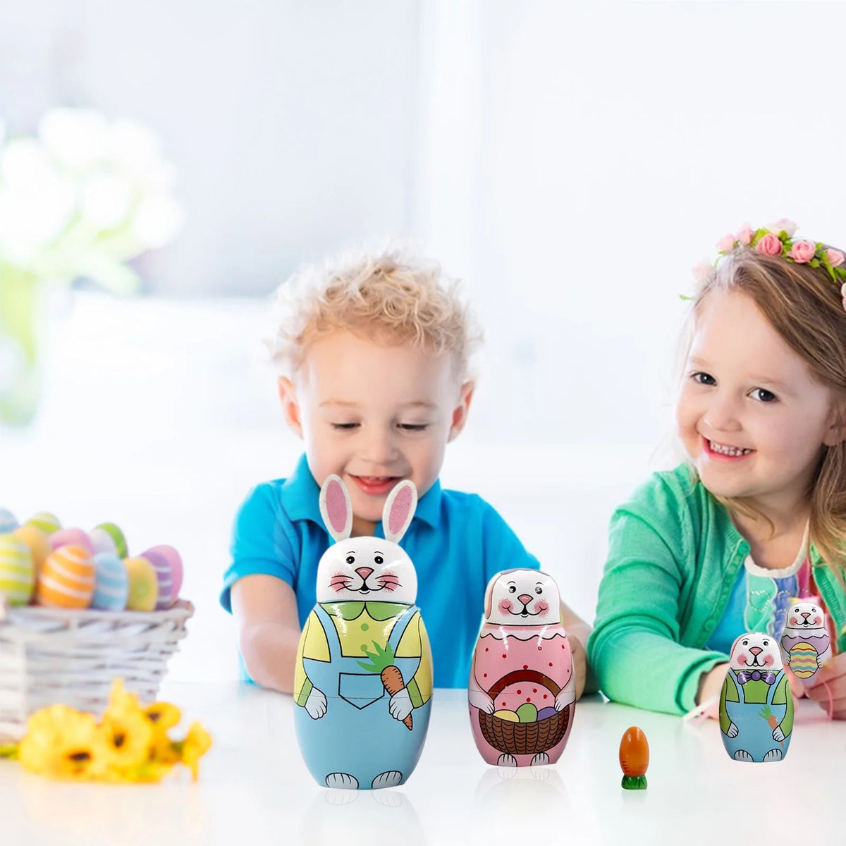 5-Storey Wooden Rabbit Doll Toys T30909