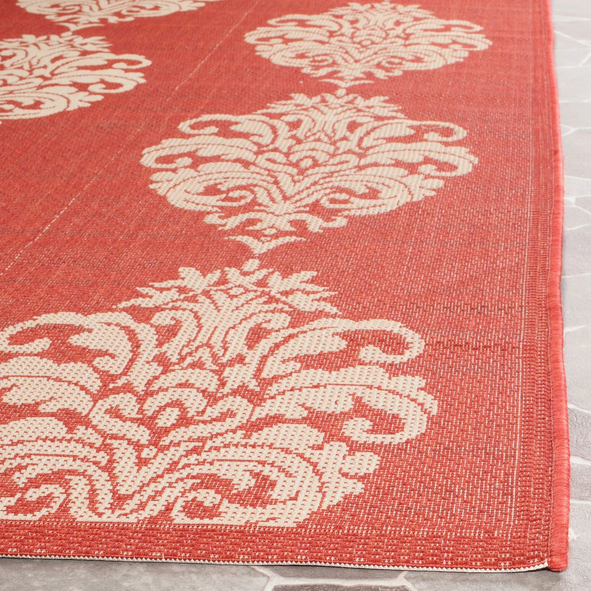 9' x 12' Red/Natural Geometric Medallion Area Rug C371602