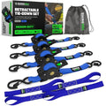 Retractable Ratchet Straps 4-Pack 1 Inch x 10 Feet Black F812683