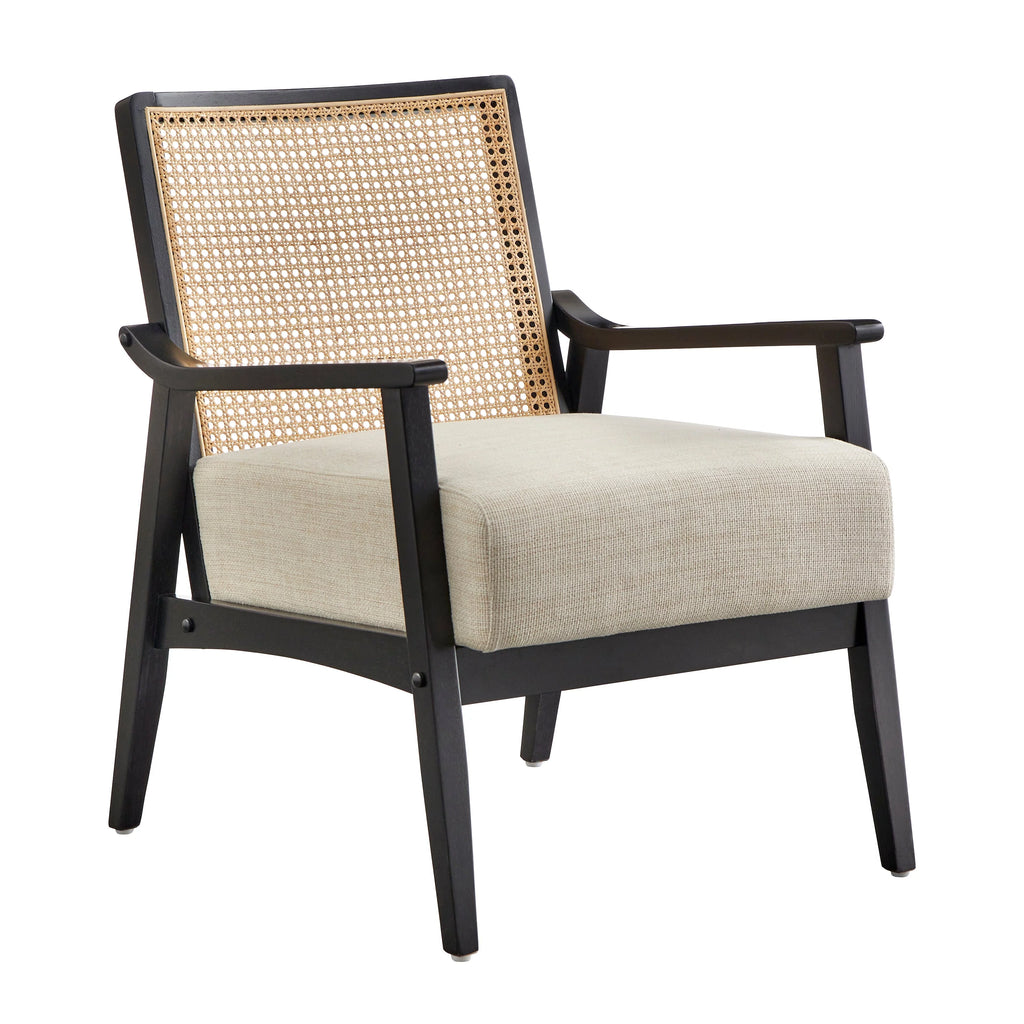 Black Cane and Solid Wood Accent Chair T375101