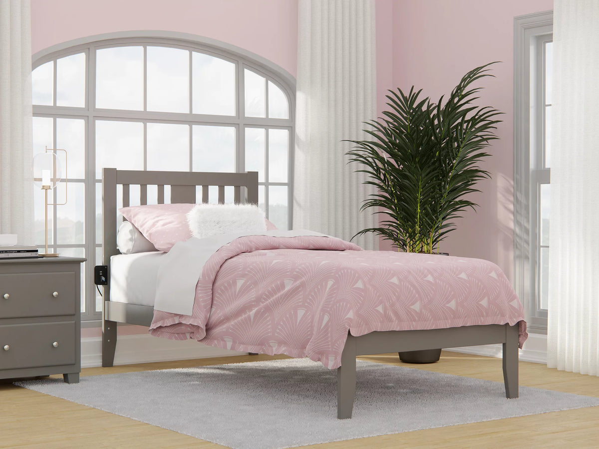 Twin Extra Long Bed with USB Charger in Grey H982119