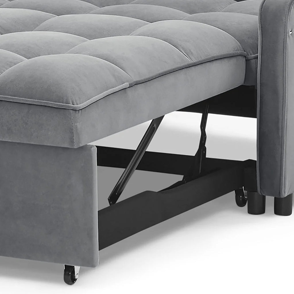 Grey Velvet 2-Seater Sofa Bed Q411073