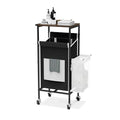 Black Metal Frame Laundry Hamper with Lid and Wheels O75607