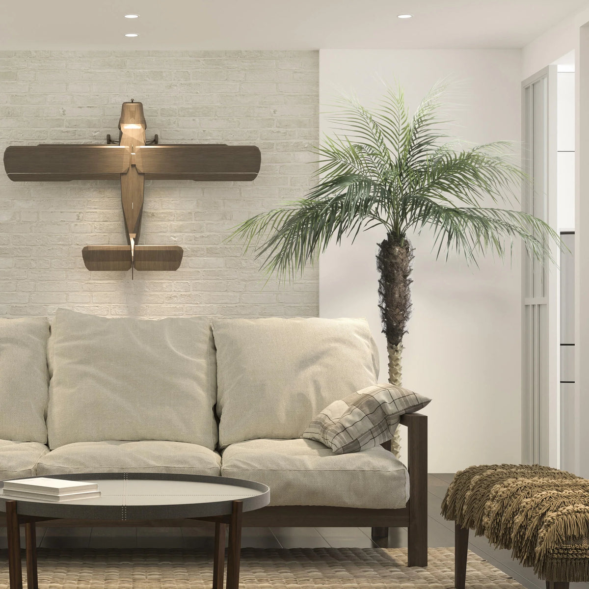 7' Artificial Potted Phoenix Palm Tree B2990