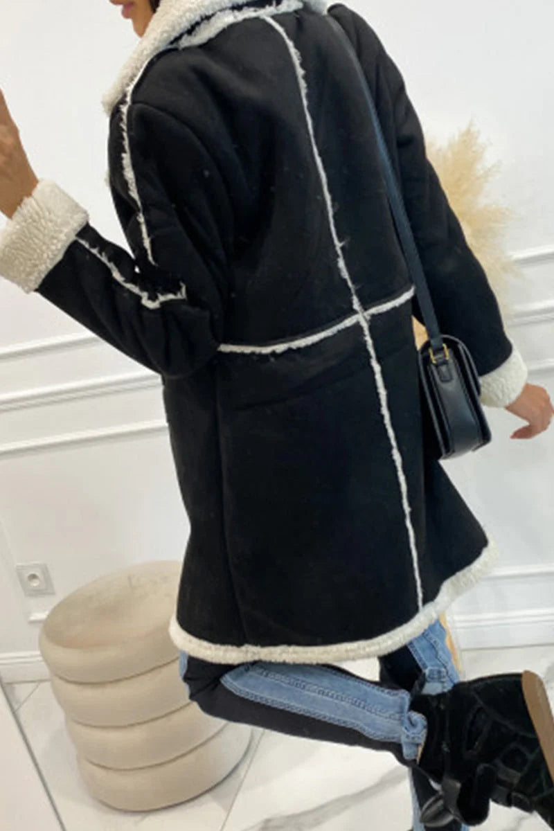 Solid Patchwork Pocket Half A Turtleneck Outerwear E142