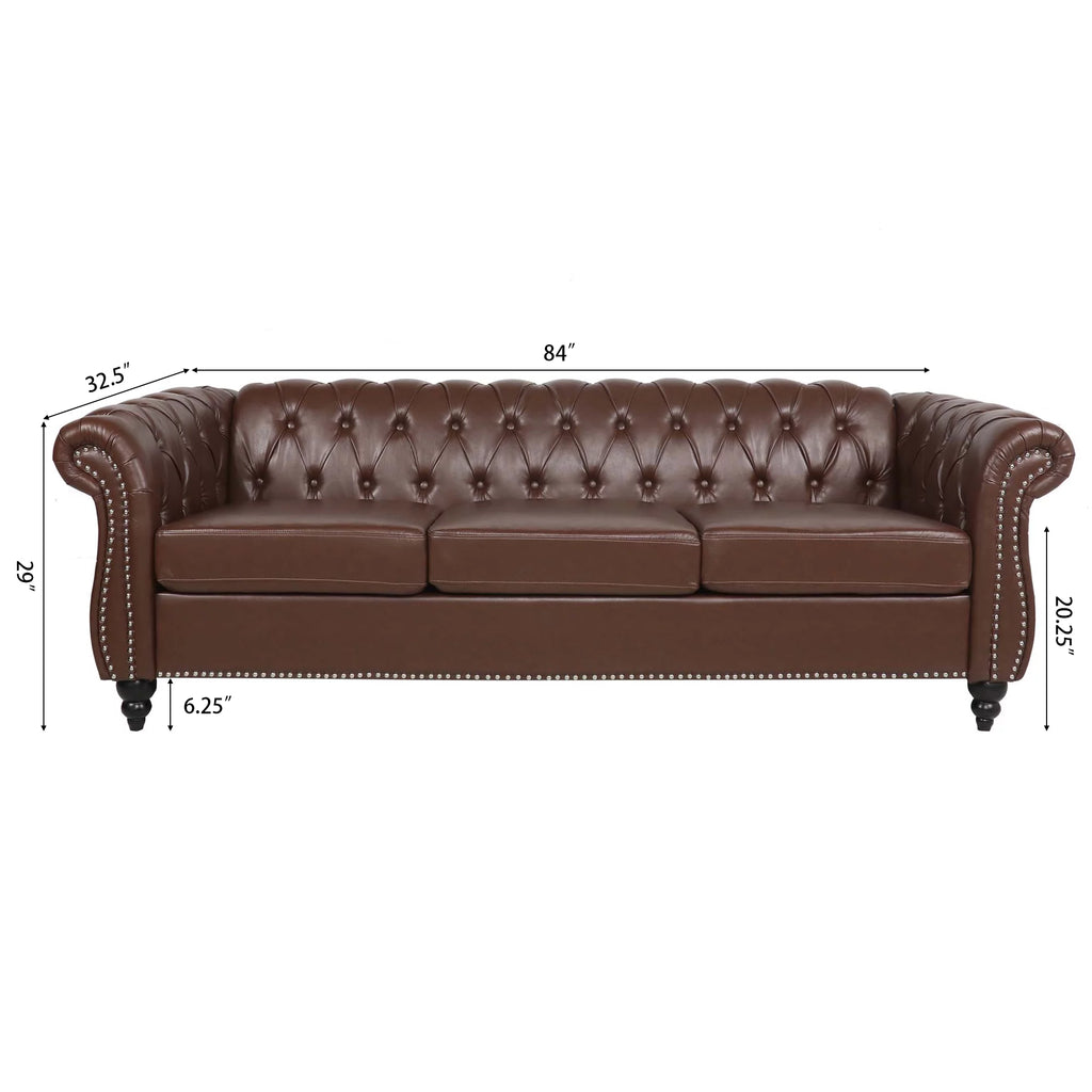 Dark Brown Leather 3-Seater Sofa R98324