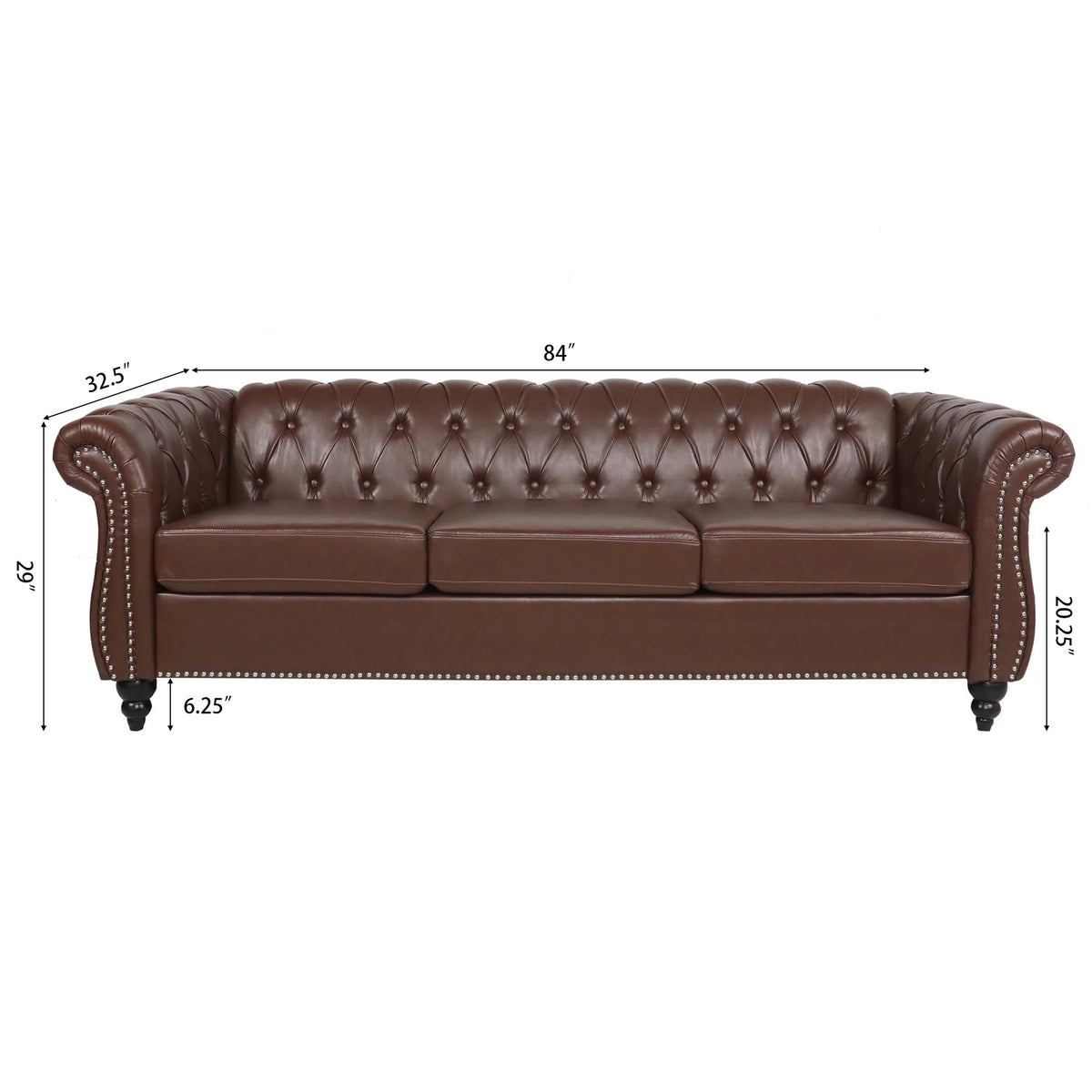 Dark Brown Leather 3-Seater Sofa R98324