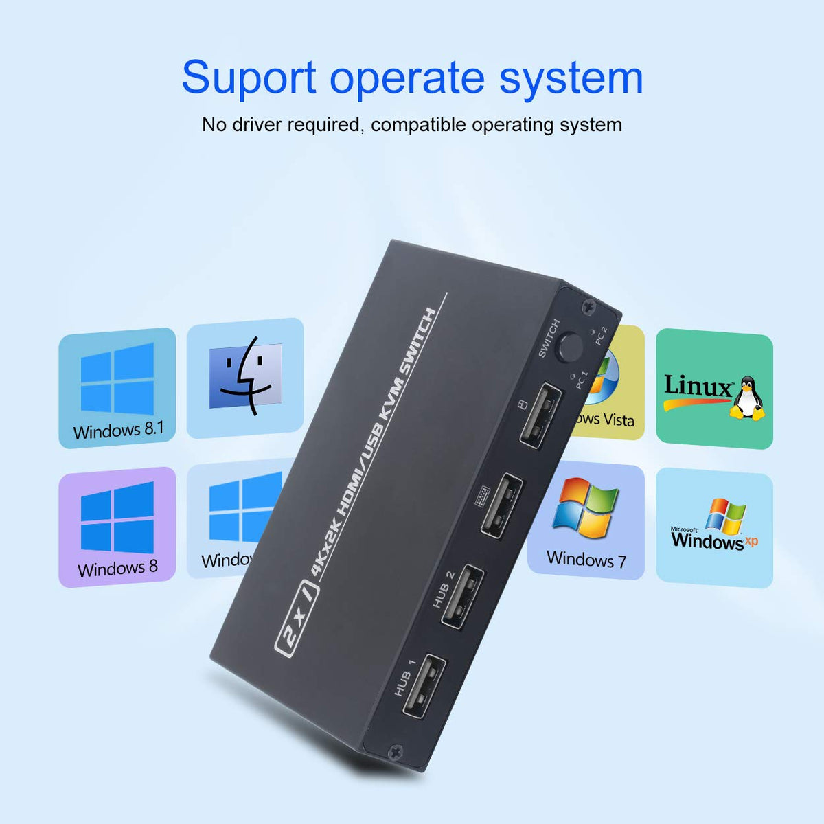 2 Port HDMI KVM Switch Box 4K V9061