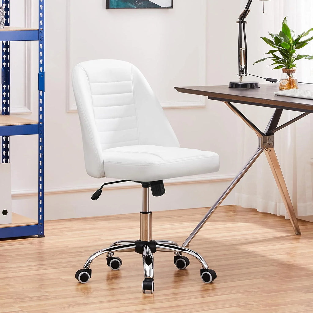 PU Leather Armless Office Chair with Rolling Wheels P295682