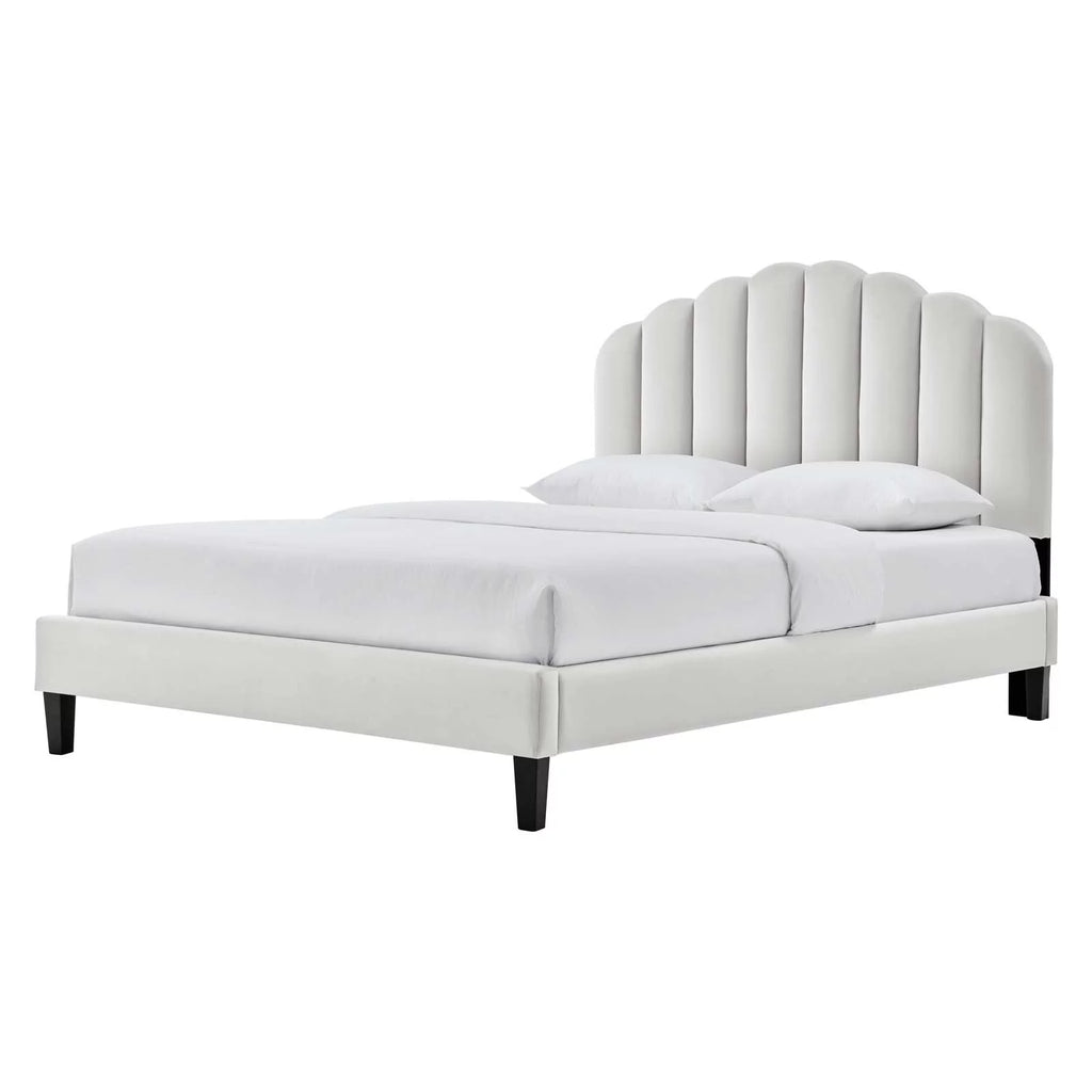 Queen Size Grey Velvet Platform Bed Frame M180