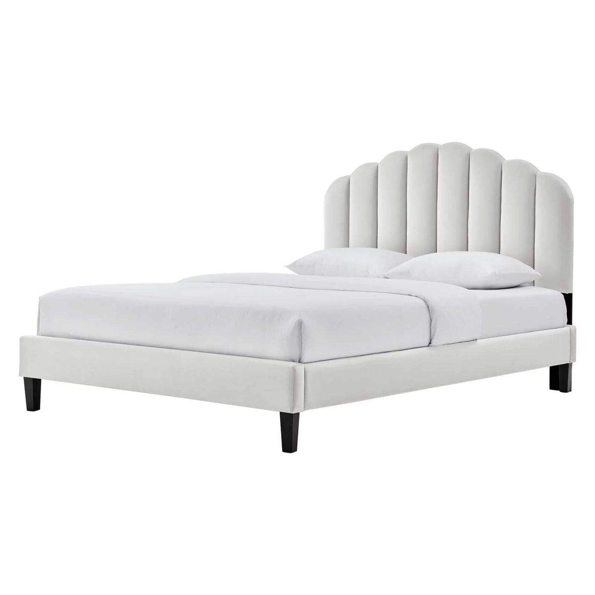 Queen Size Grey Velvet Platform Bed Frame M180