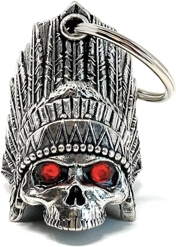 Indian Skull Diamond Bell Motorcycle Biker Bell Accessory Key Chain U97767