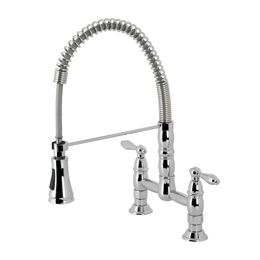 Deck Mount Pull-Down Sprayer Kitchen Faucet Polished Chrome A866